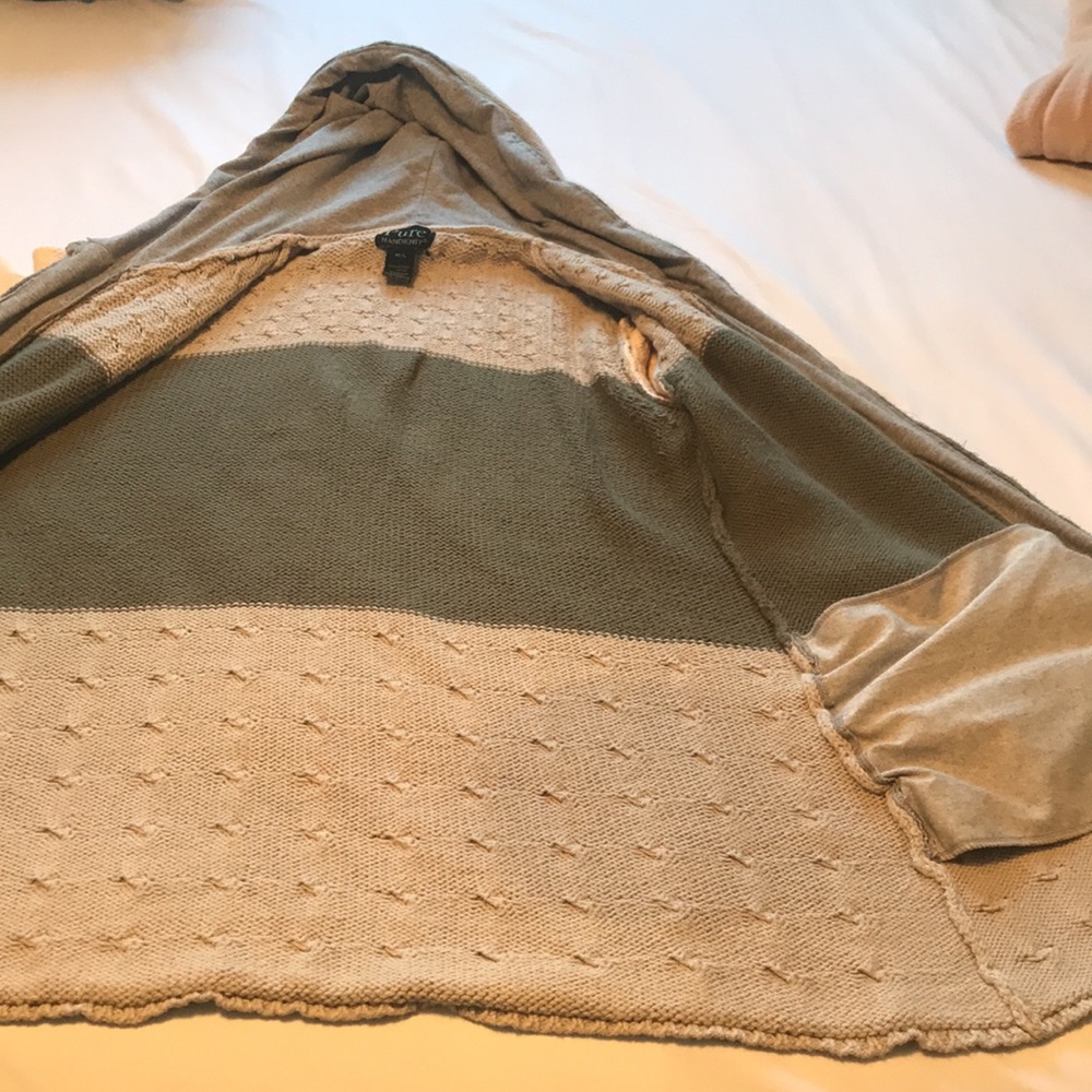 100% cotton knit cozy warm button up sweater with lined hood and pockets - Picture 8 of 8